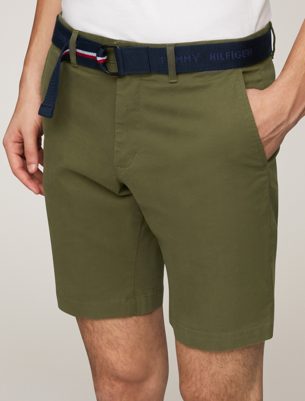 Essential Brooklyn Organic Cotton Twill Shorts With Belt, Utility Olive, hi-res