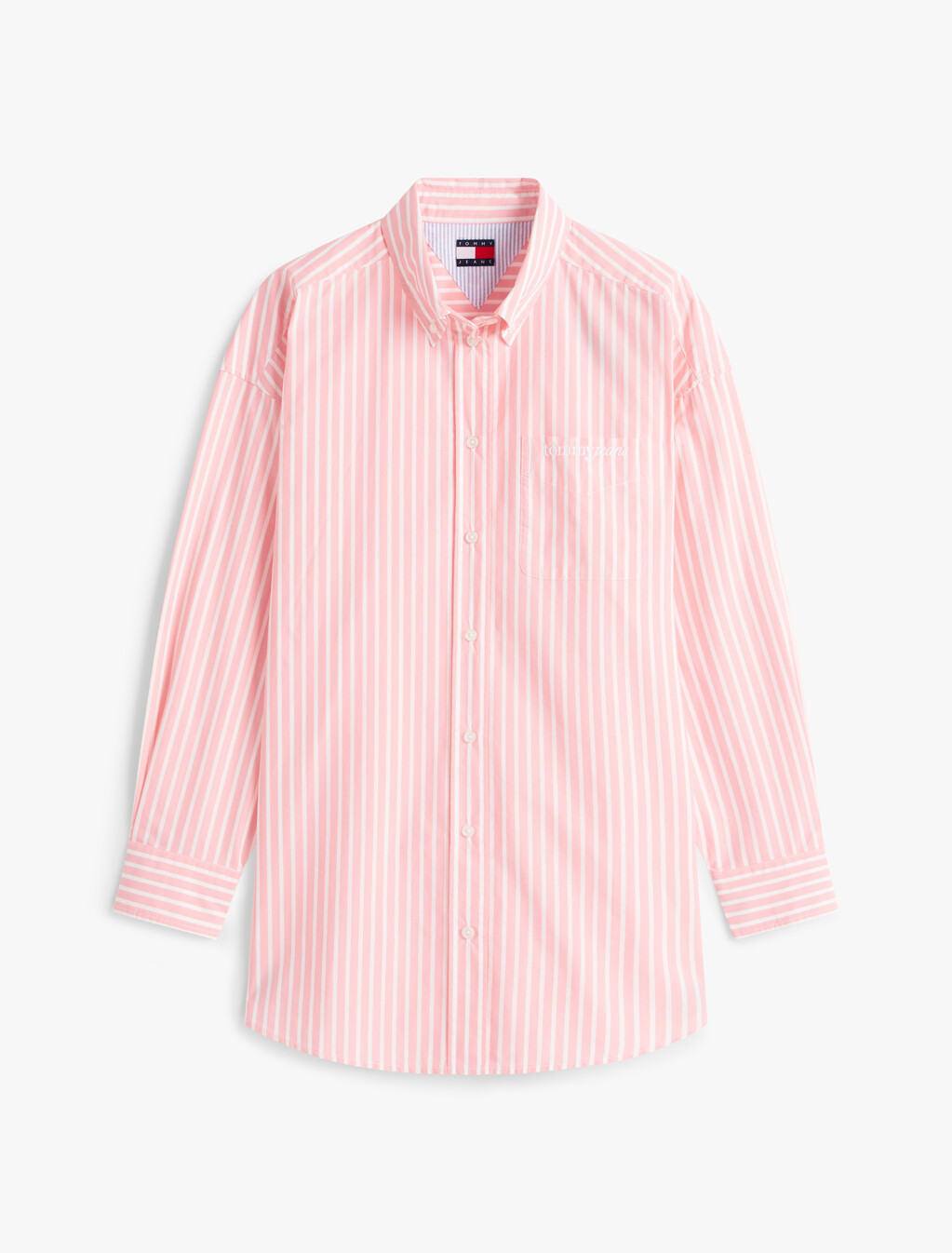 Oversized Fit Logo Embroidery Poplin Shirt, Tropical Blush / Stripe, hi-res