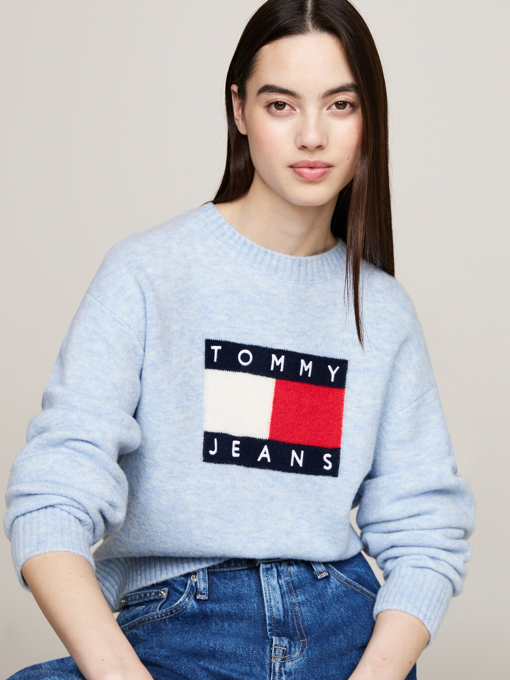 Mélange Relaxed Jumper with Wool, Vessel Blue Melange, hi-res