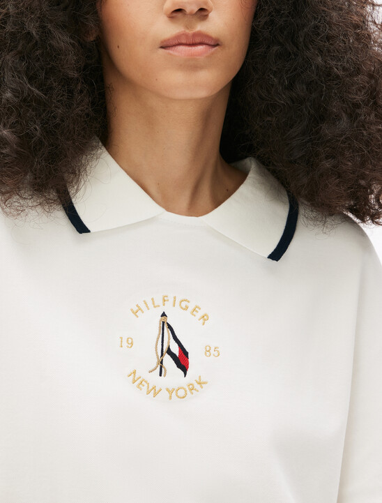 Motion Flag Embroidery Crewneck Polo