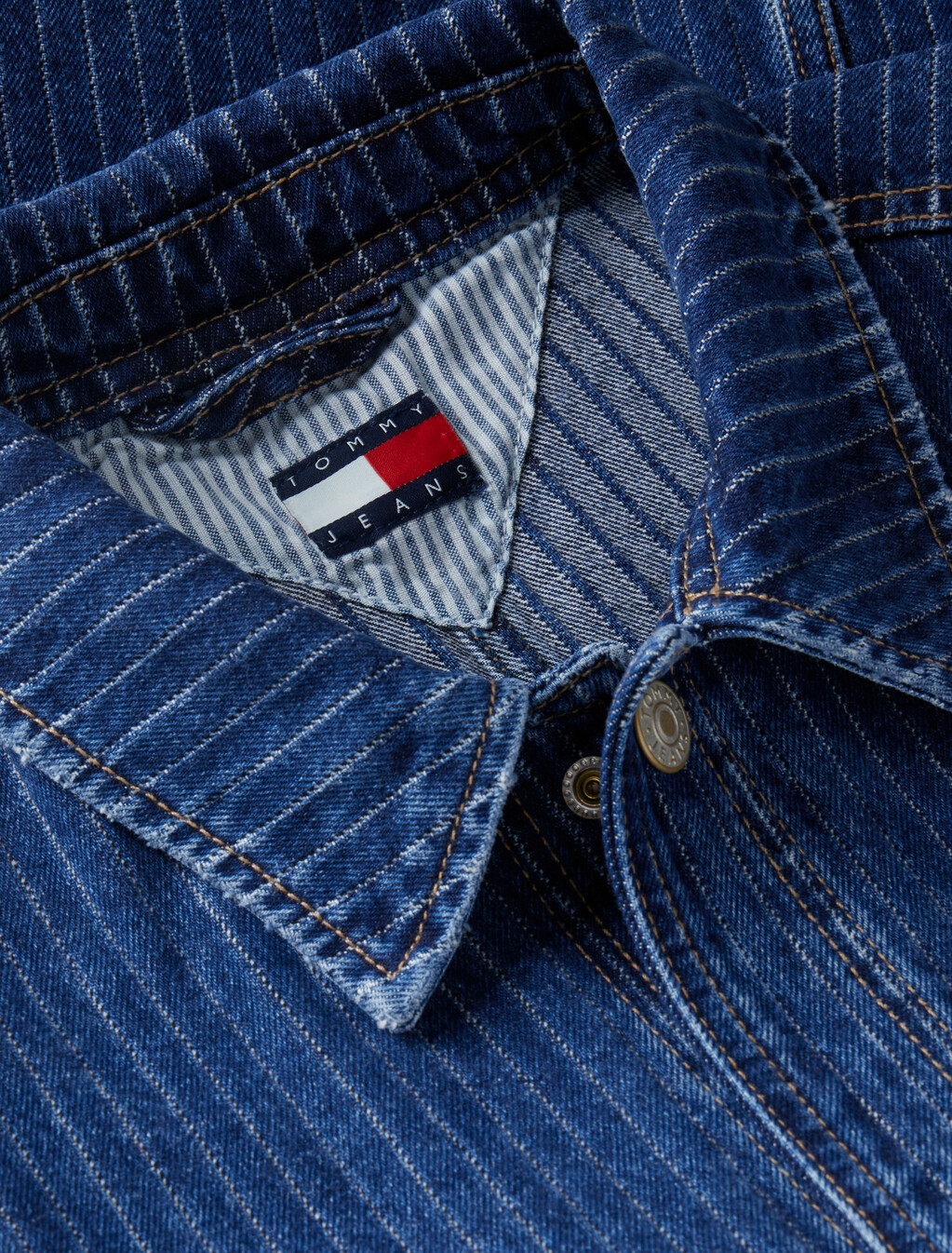 Stripe Relaxed Denim Shirt Jacket, Denim Dark, hi-res