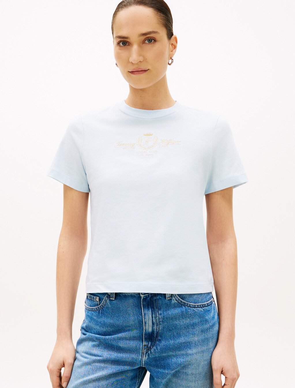 Lurex Varsity Regular Short Sleeve T-Shirt, Keepsake Blue, hi-res