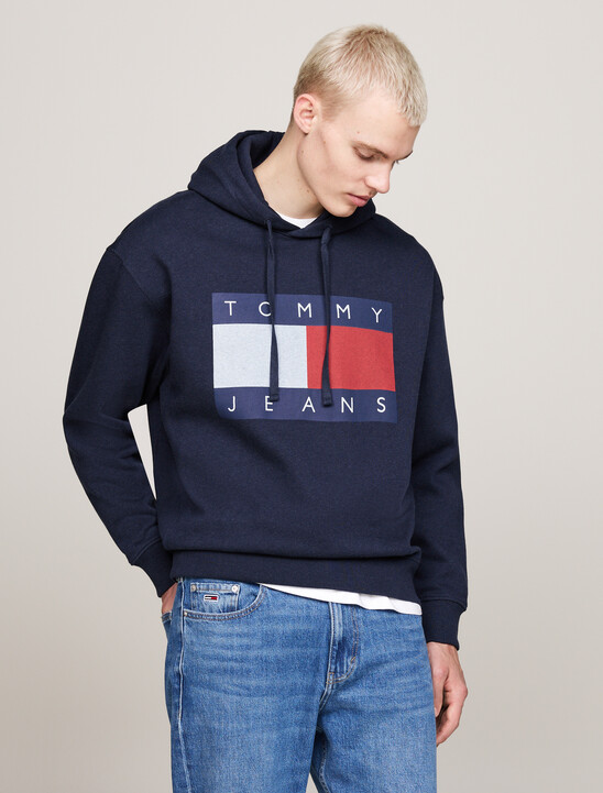 Tommy Flag Badge Mélange Relaxed Hoody