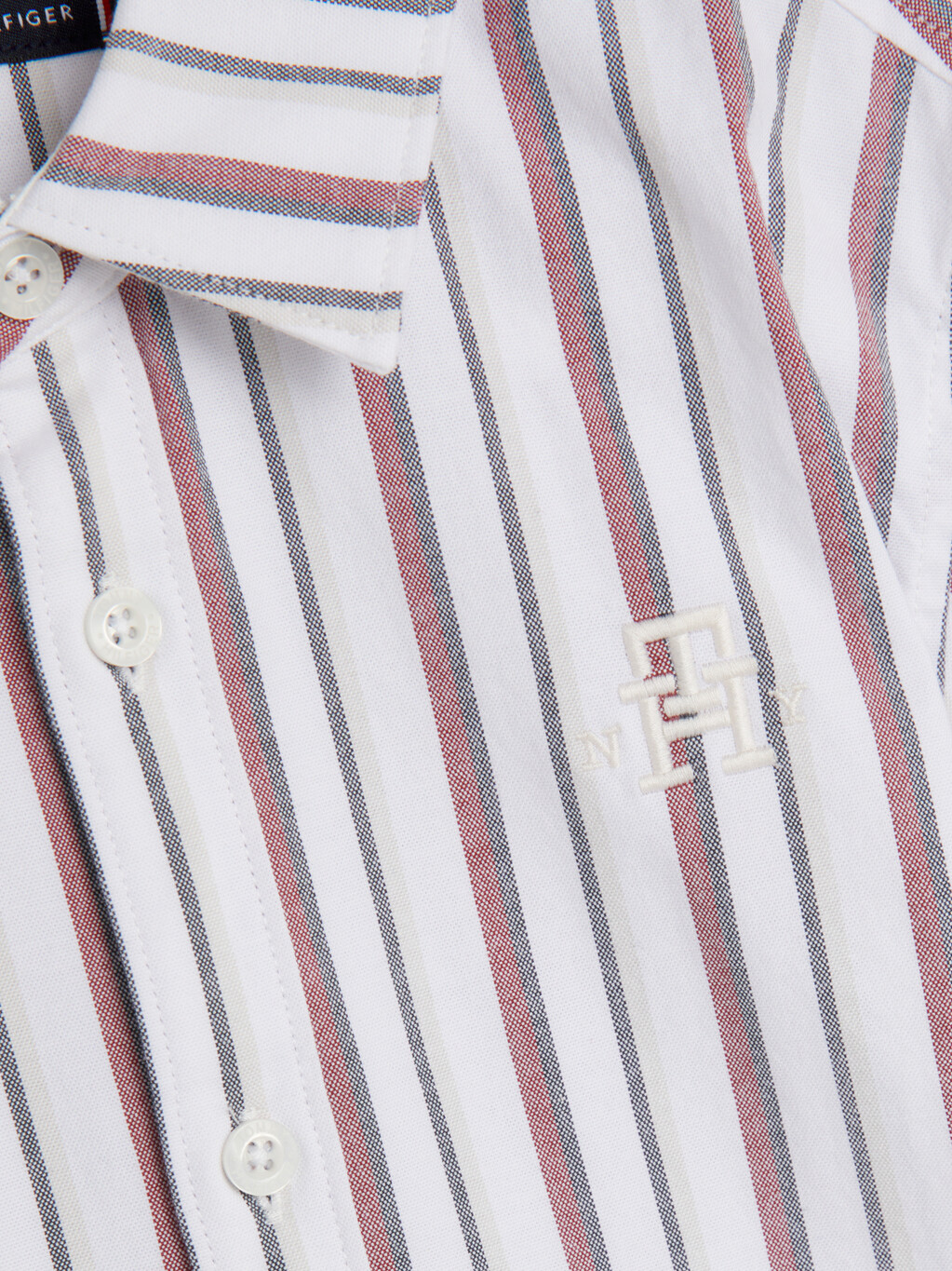 Global Stripe Monogram Embroidery Shirt, White Base / Global Stripes, hi-res