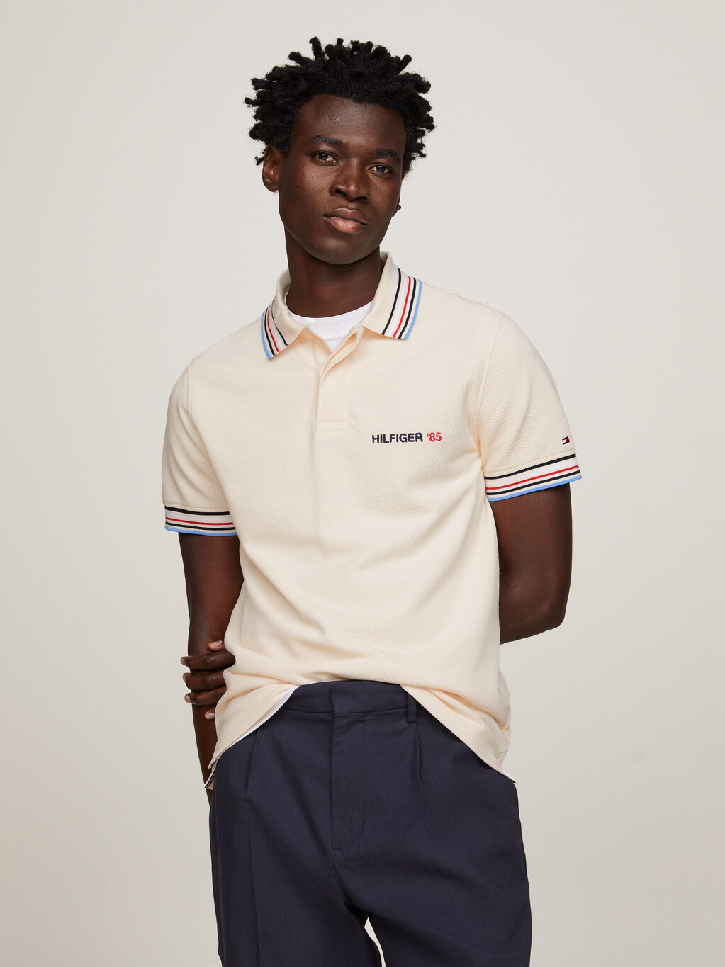 Global Stripe Tipped Regular Fit Polo, Calico, hi-res