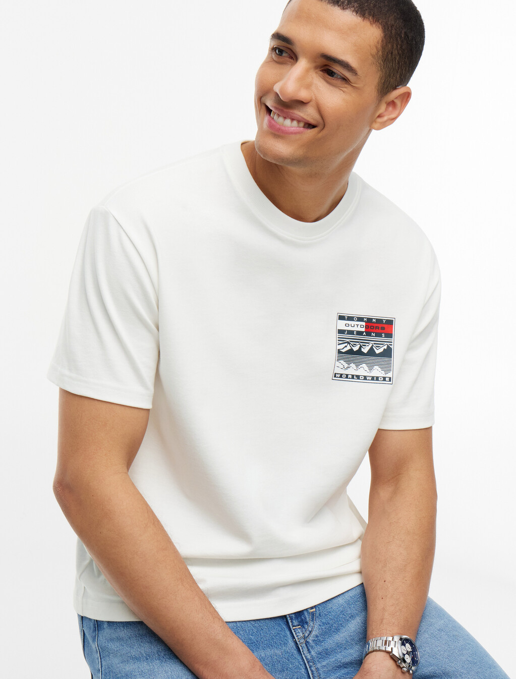 Logo Relaxed Jersey T-Shirt, Ecru, hi-res