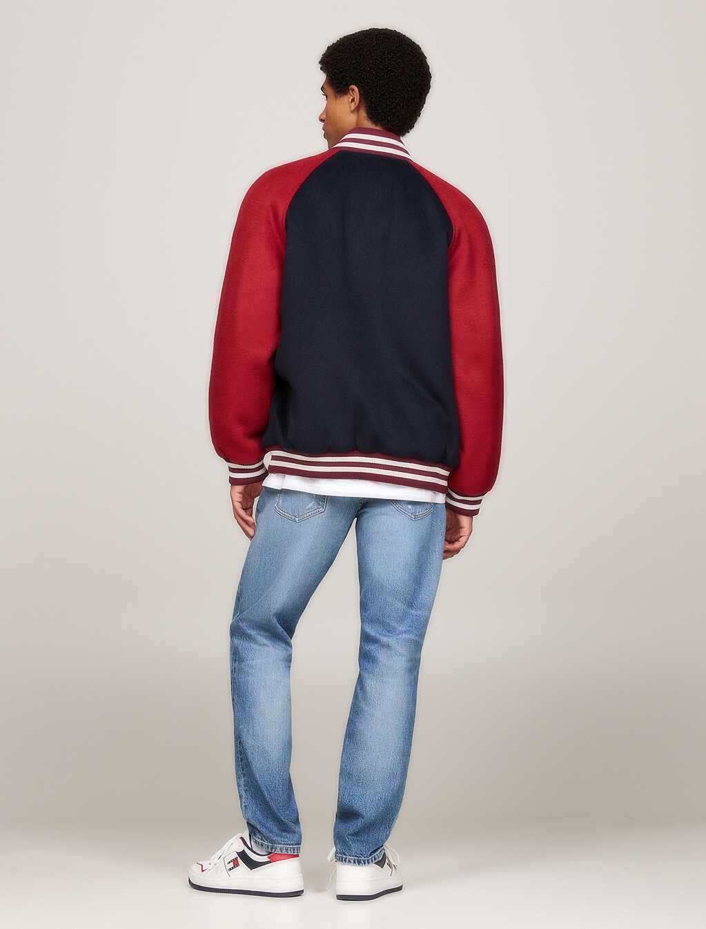 Embroidery Bomber Jacket With Wool, Dark Night Navy / Regatta Red, hi-res