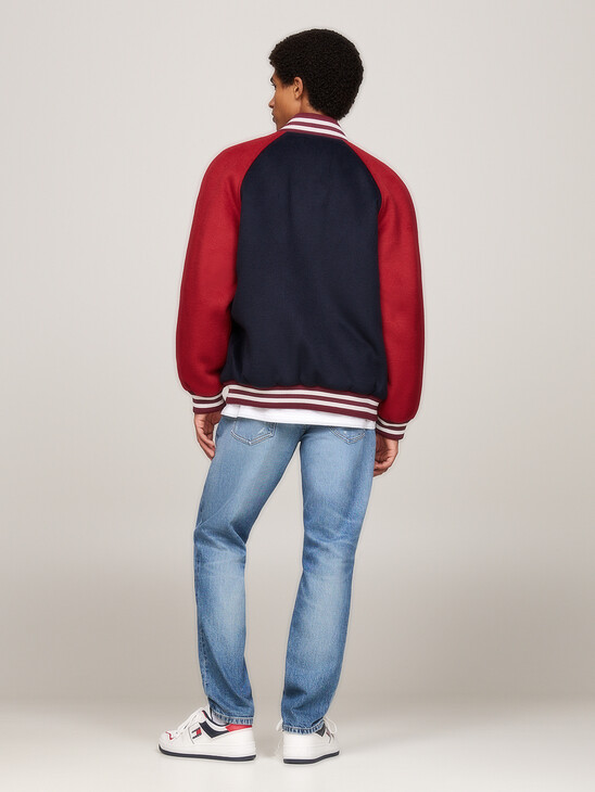 Embroidery Bomber Jacket With Wool