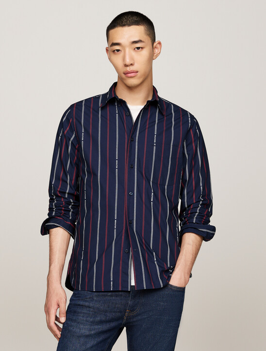 Hilfiger Monotype Pinstripe Regular Fit Shirt, Carbon Navy / Multi Hilfiger Monotype Pinstripe Regular Fit Shirt