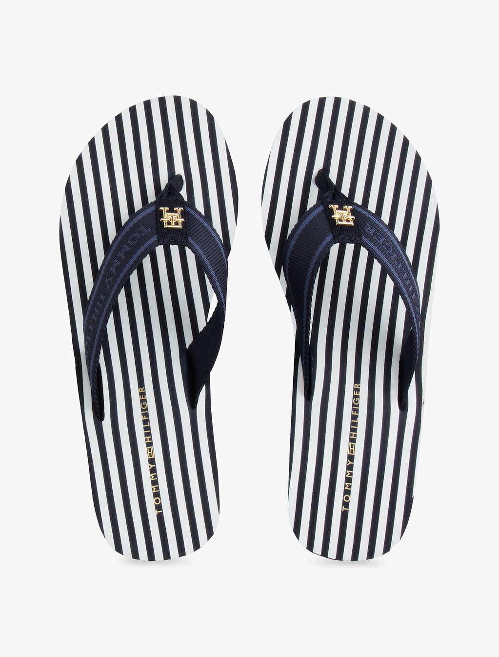 Stripe Logo Webbing Wedge Flip-Flops, Space Blue, hi-res