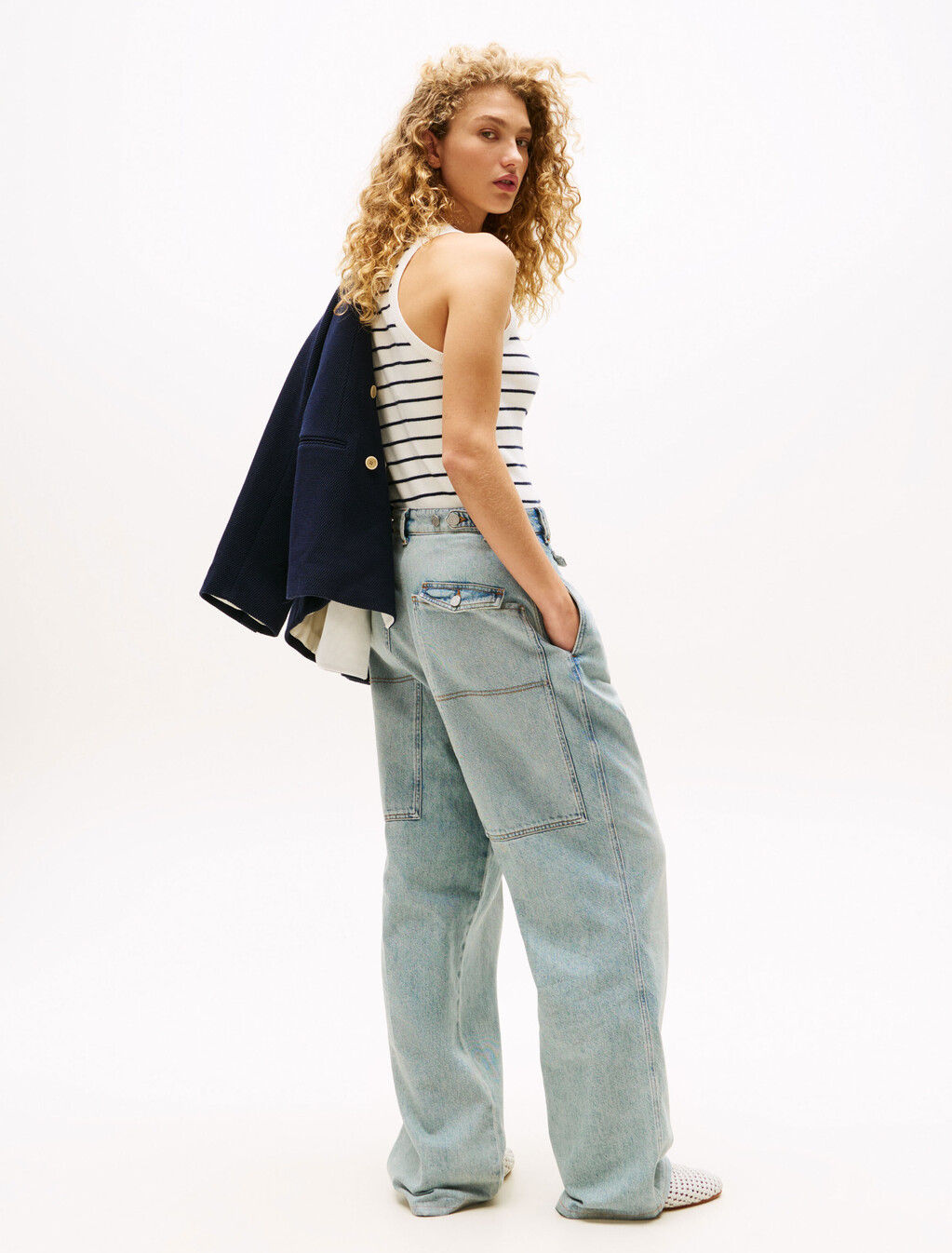 The Runway Collection Oversized Utility Jeans, Light Blue Denim, hi-res