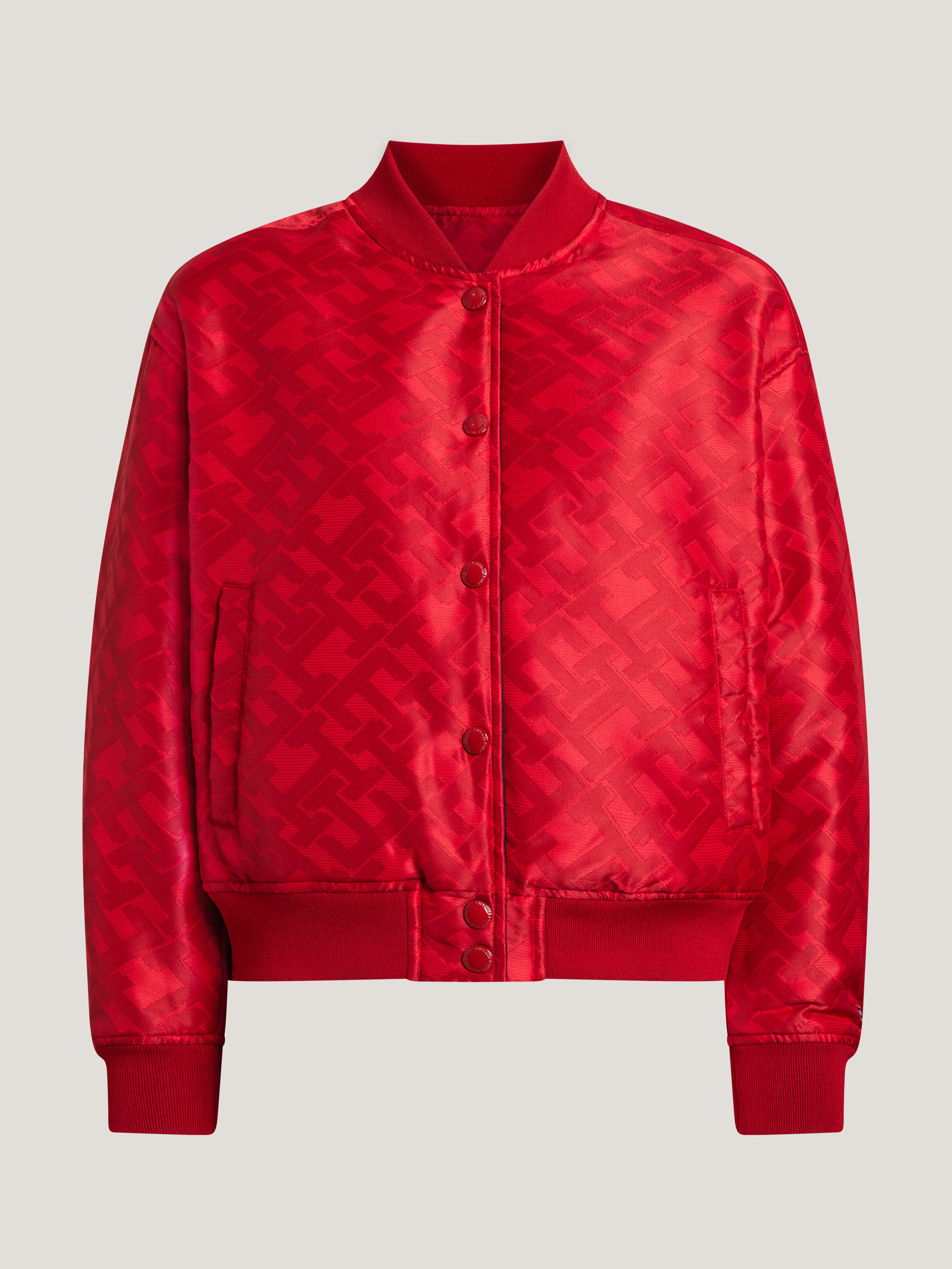 Red quilted shop bomber jacket