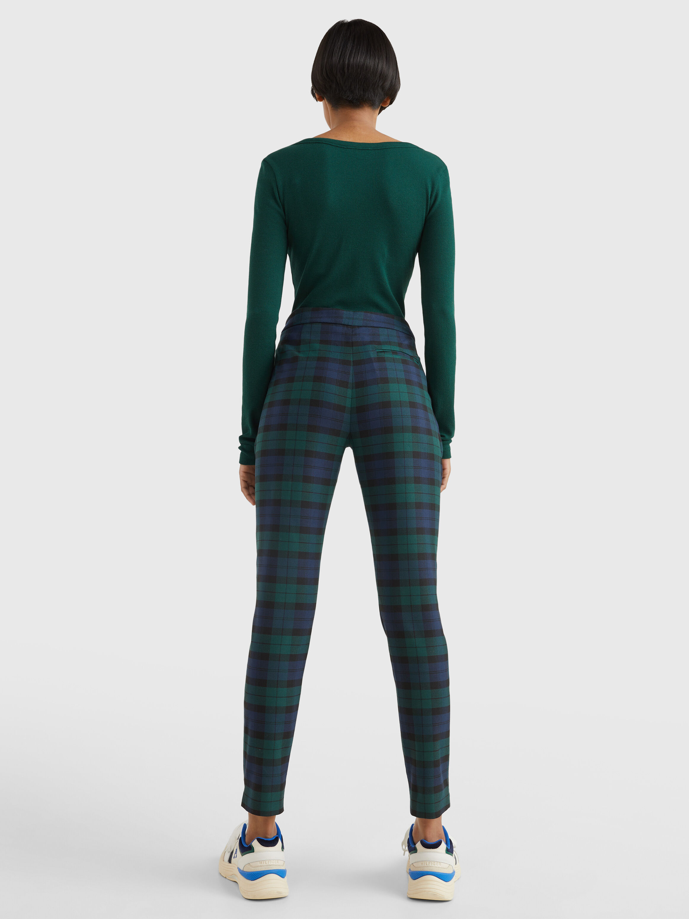 Womens TREVISO  Trousers in lamé tartan Green Pattern  MaxCo Trousers   Posaglas