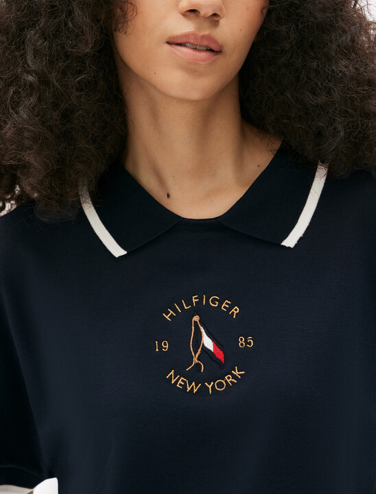 Motion Flag Embroidery Crewneck Polo