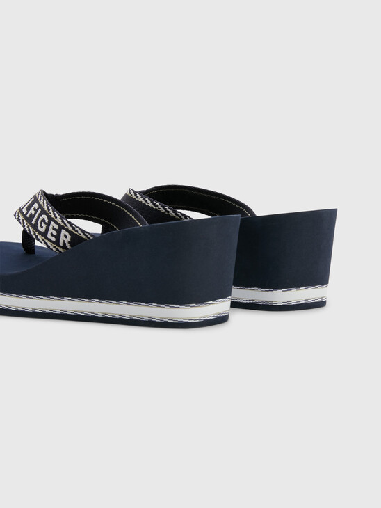 LOGO WEBBING HIGH WEDGE FLIP-FLOPS