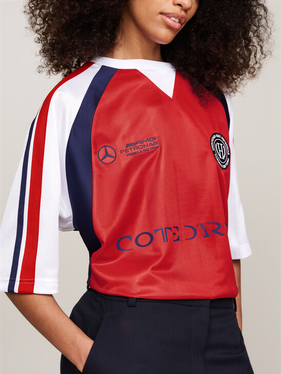 Tommy x Mercedes F1 x CR Back Logo Football T-Shirt