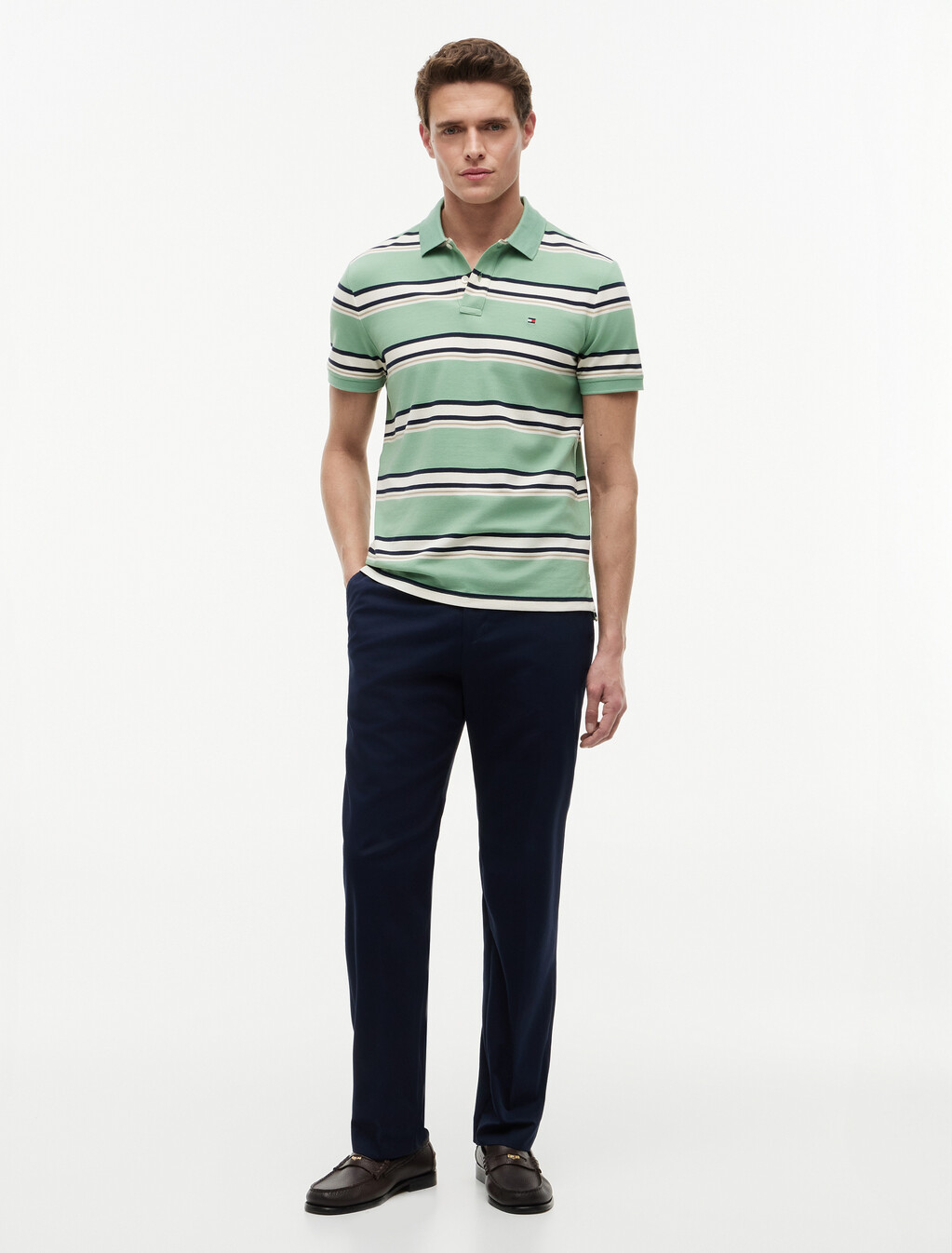 Regular Fit Pique Stripe Polo Shirt, Cut Grass / Multi, hi-res