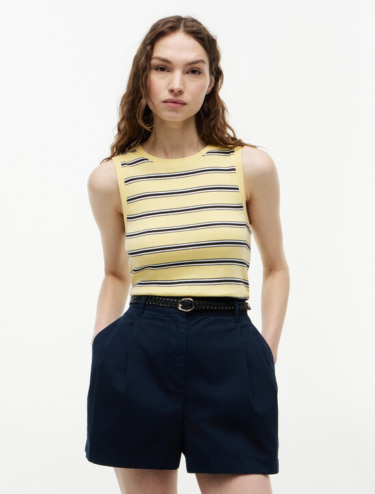 Stripe Slim Crew Neck Tank Top