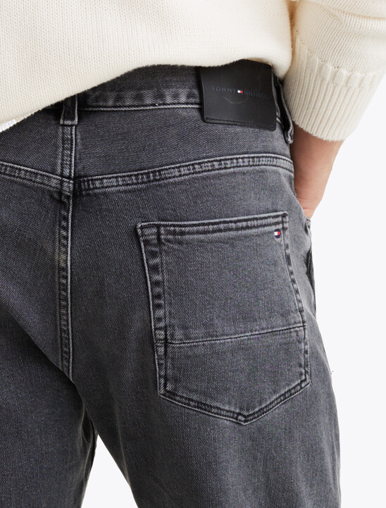 Whiskered Straight Tapered Leg Jeans