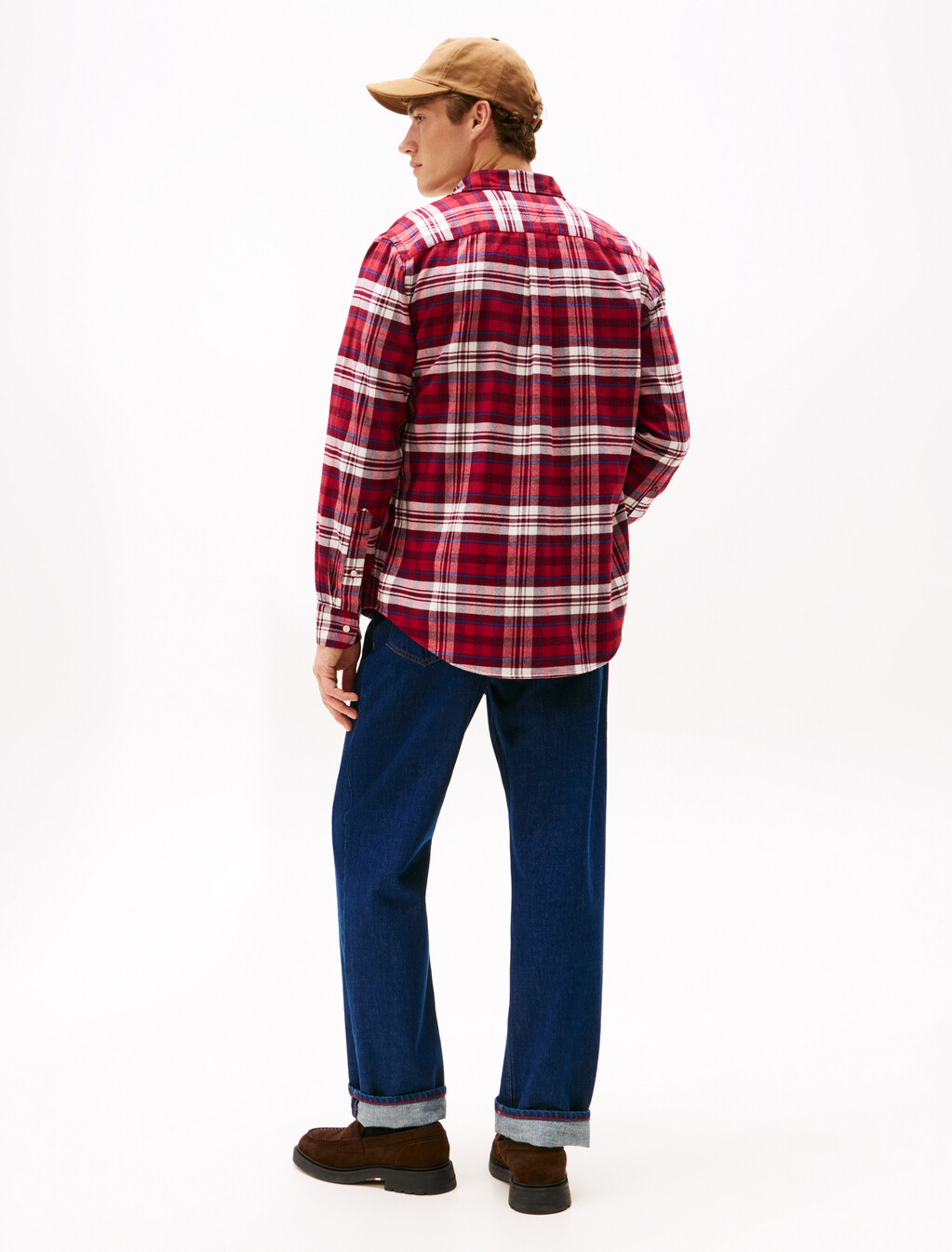Regular Fit Tartan Check Flannel Shirt, Regatta Red / Check, hi-res