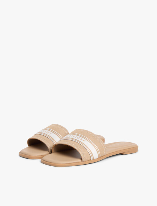 Canvas Denim Webbing Strap Mules
