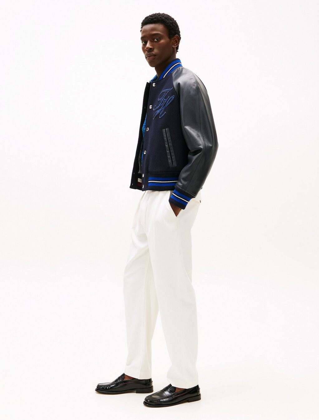 Twill Pleated Tapered Leg Chinos, Ivory Silk, hi-res