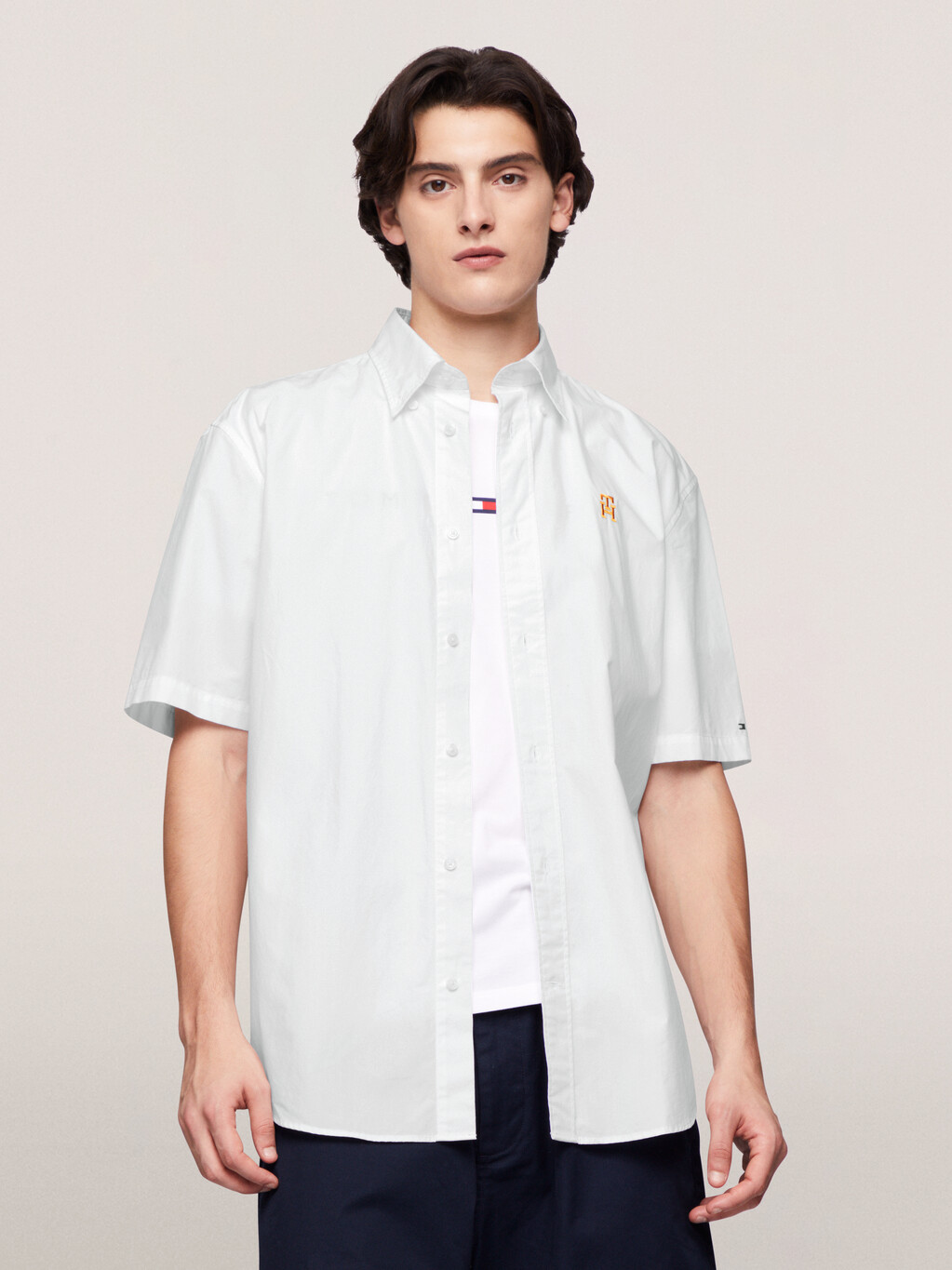 TH Monogram Regular Short Sleeve Shirt, Optic White, hi-res