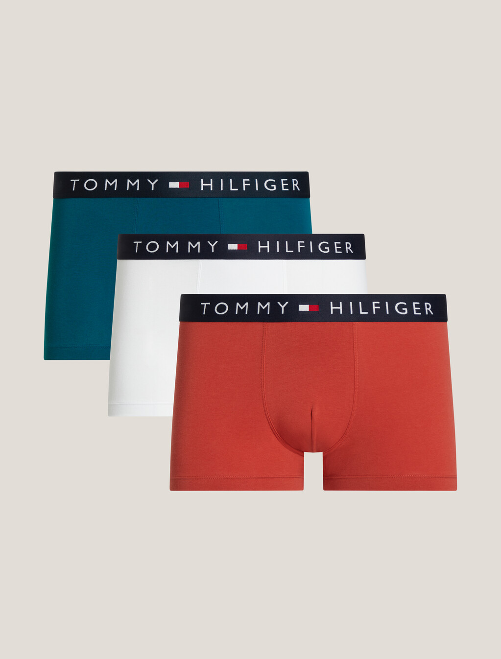 3-Pack TH Original Logo Waistband Trunks, Terra Red/Mid Turq/White, hi-res