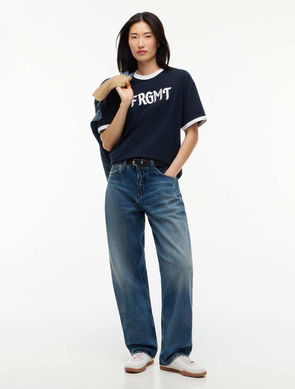 Relaxed Jersey Ringer T-Shirt, Navy Blue, hi-res