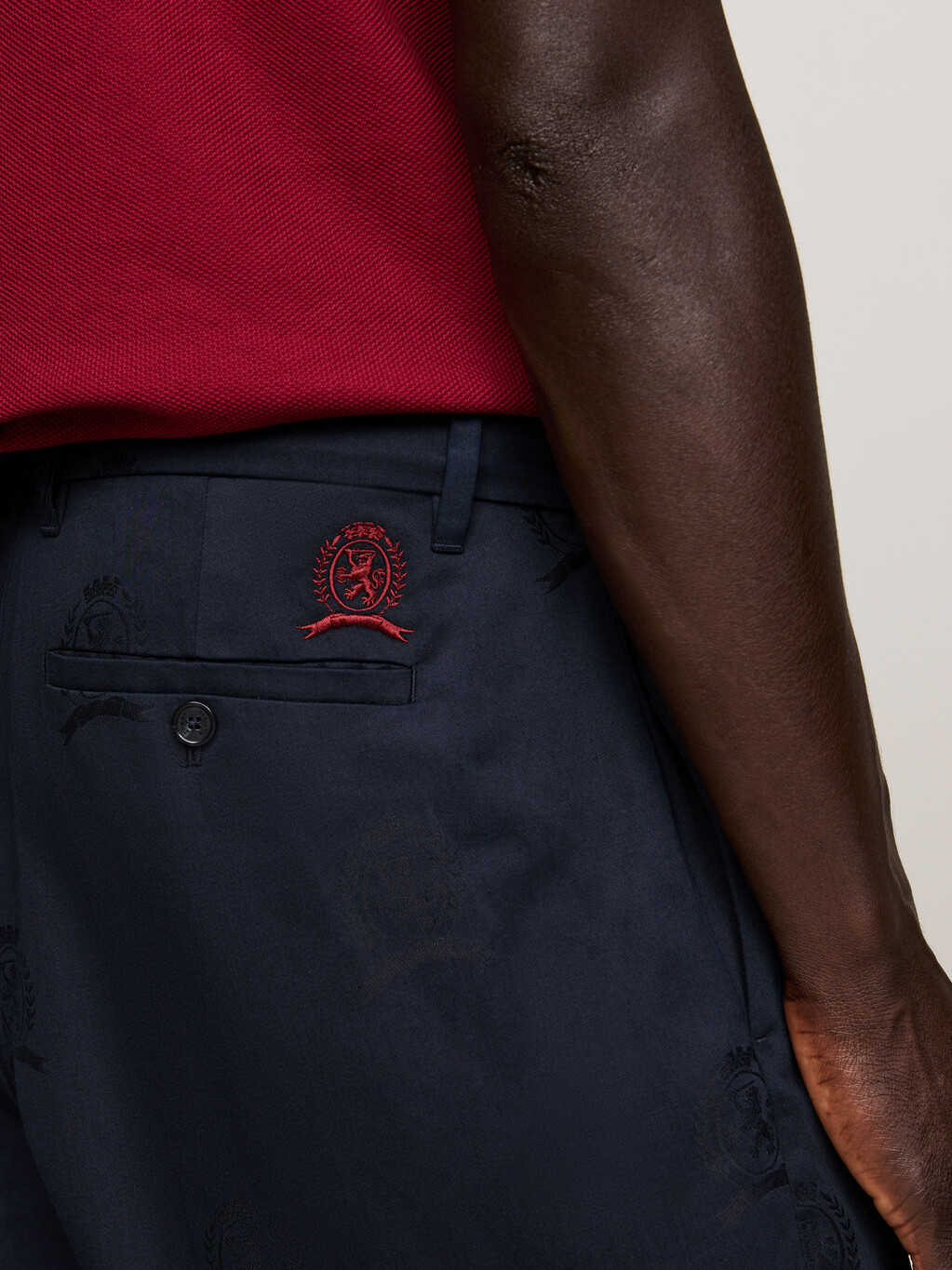 Crest Embroidery Wide Leg Chino Shorts, Desert Sky, hi-res