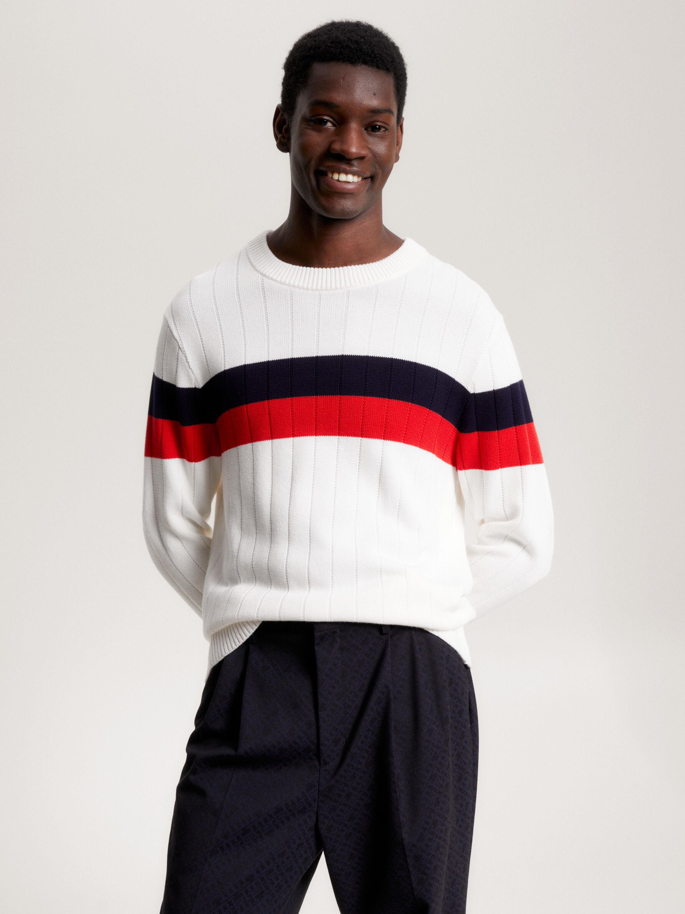 Global Stripe Relaxed Jumper Tommy Hilfiger Singapore