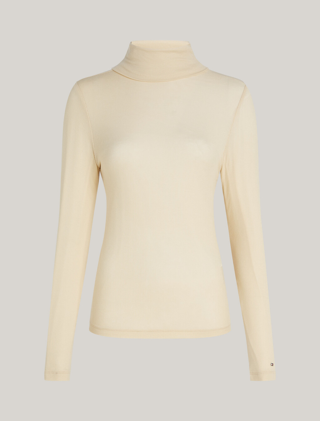 Roll Neck Long Sleeve Slim T-Shirt, Country Ivory, hi-res