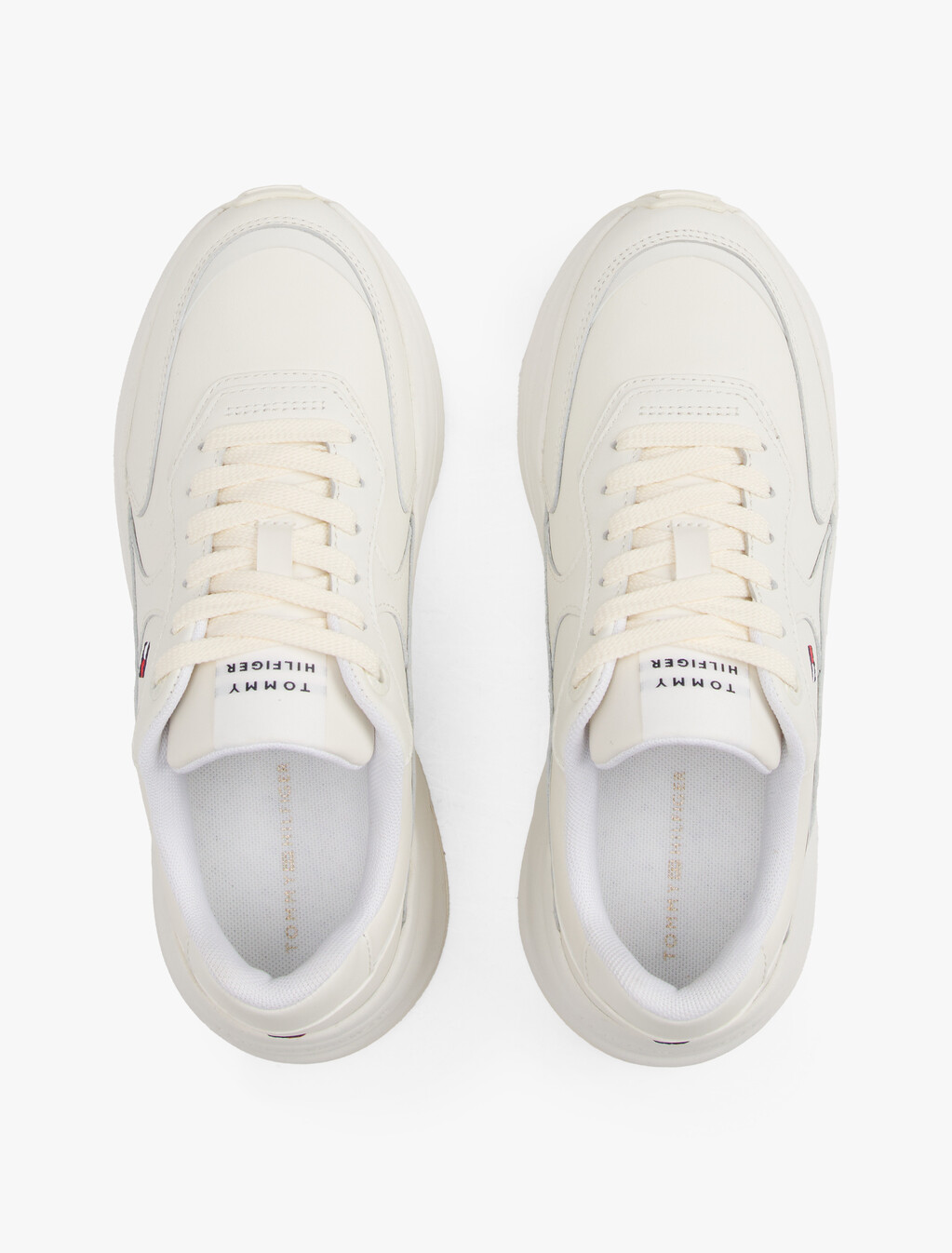 Leather Chunky Trainers, Ivory, hi-res