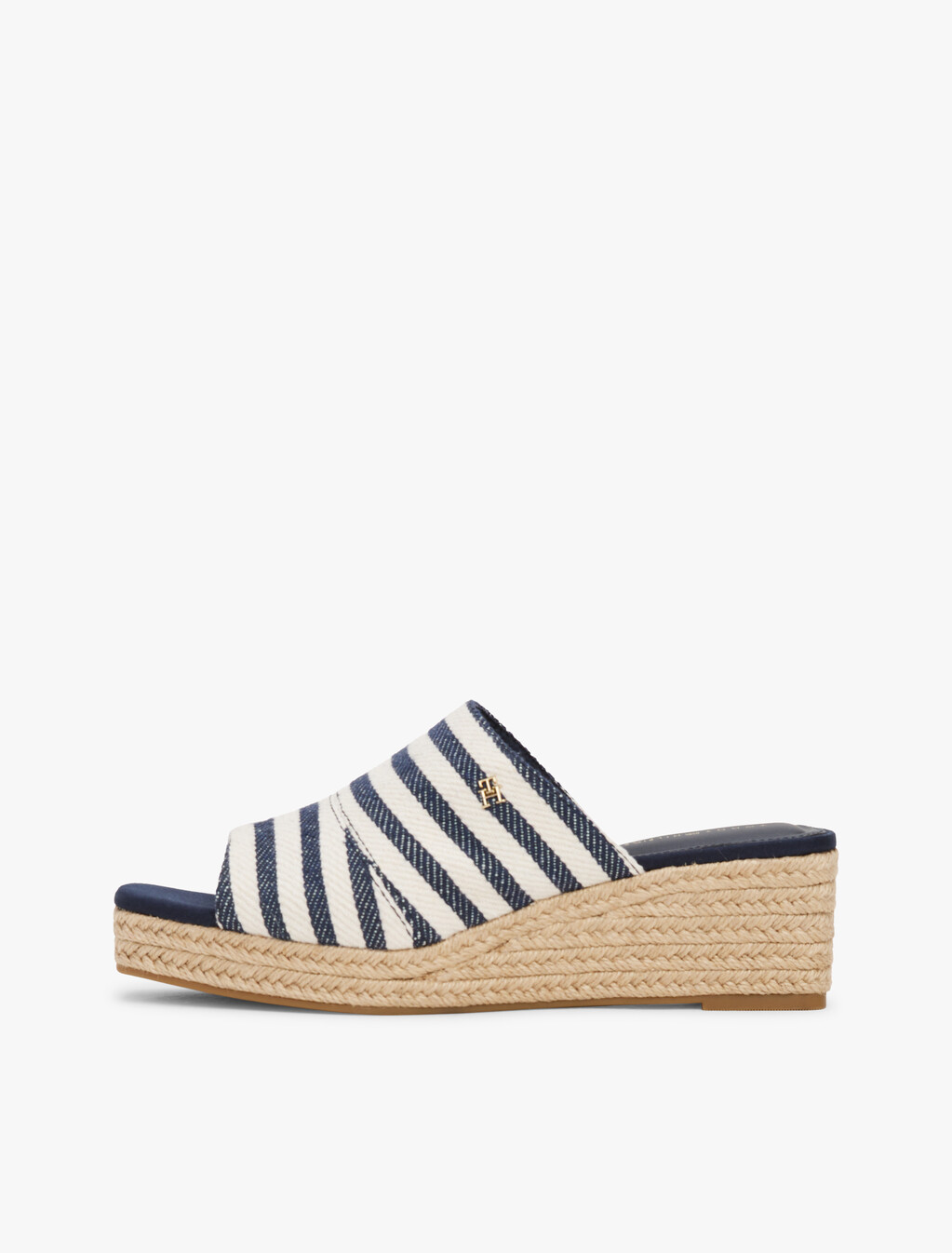 Stripe Espadrille Wedge Mules, Space Blue Itacha Stripes, hi-res