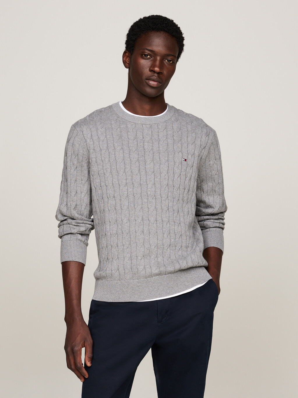 Classics Cable Knit Relaxed Fit Jumper, Medium Grey Heather, hi-res