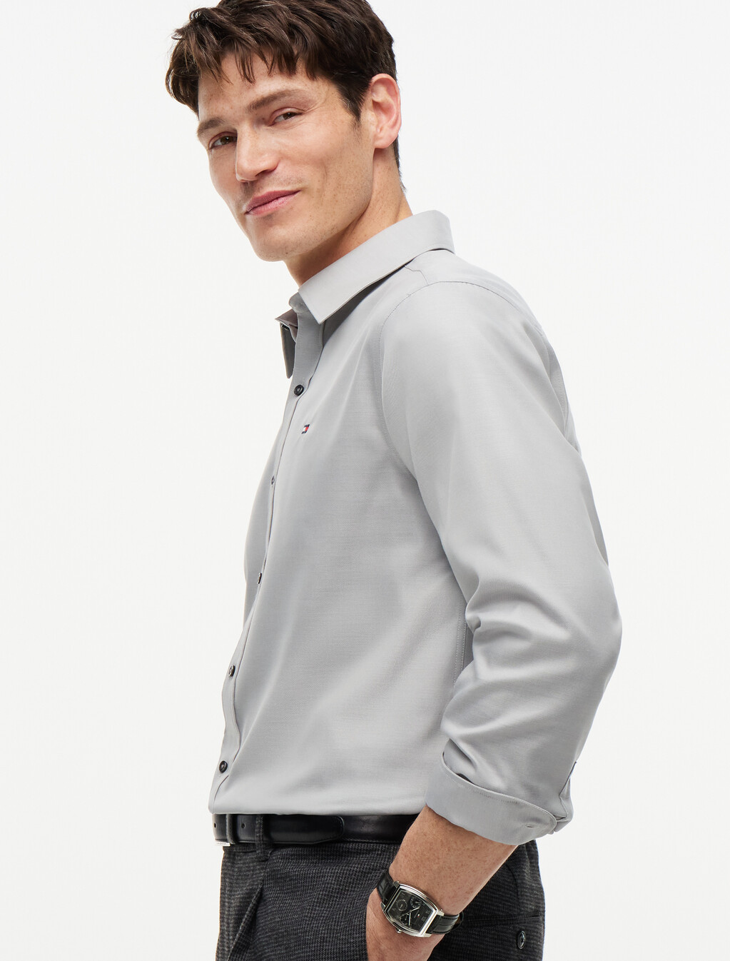 New York Label Regular Fit Non-Iron Shirt, Hydrogen Grey, hi-res