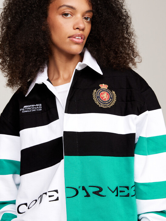 Tommy x Mercedes F1 x CR Colour-Blocked Back Logo Rugby Shirt