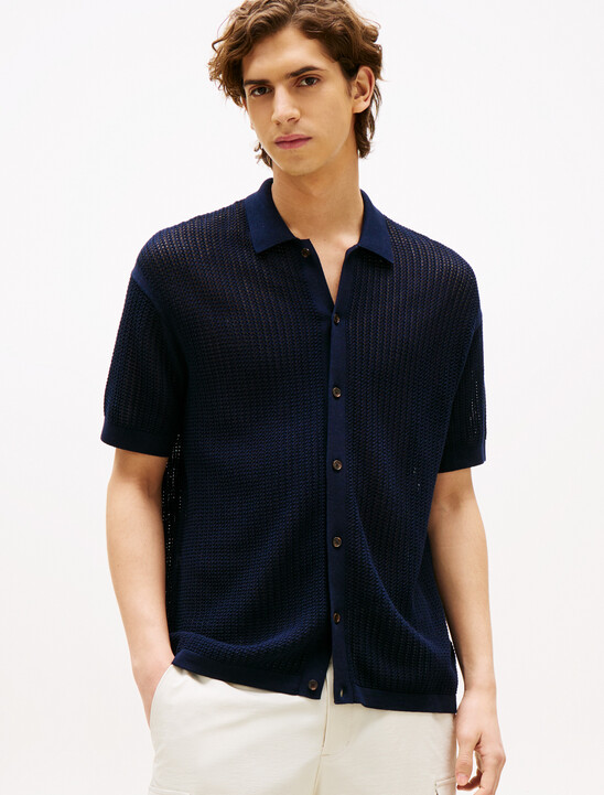 Structured Open Knit Overshirt