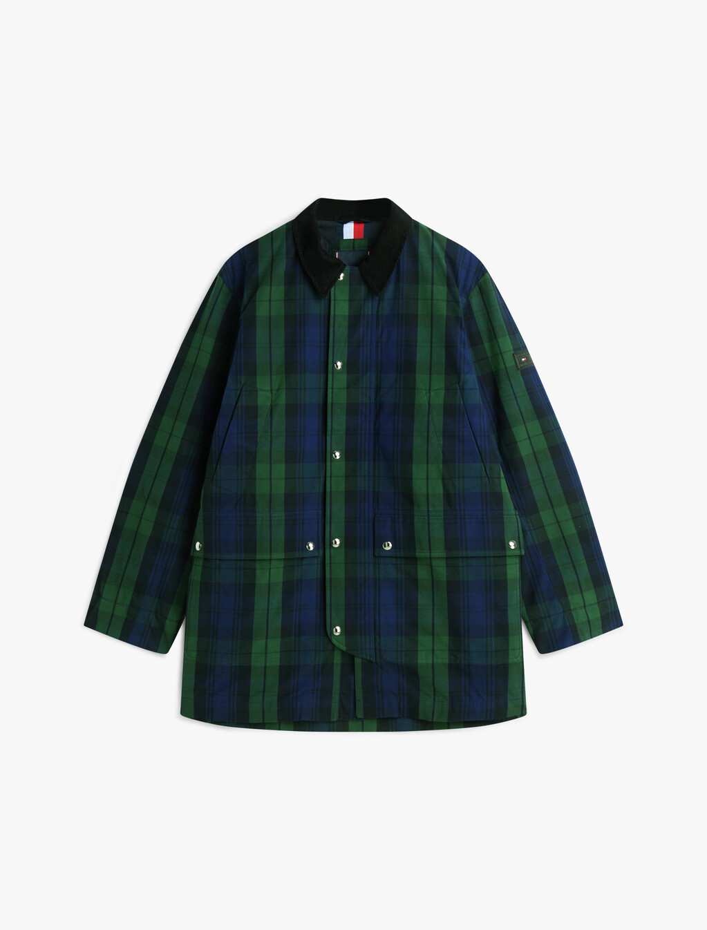 Waxed Tartan Check Relaxed Barn Jacket, Blackwatch check, hi-res
