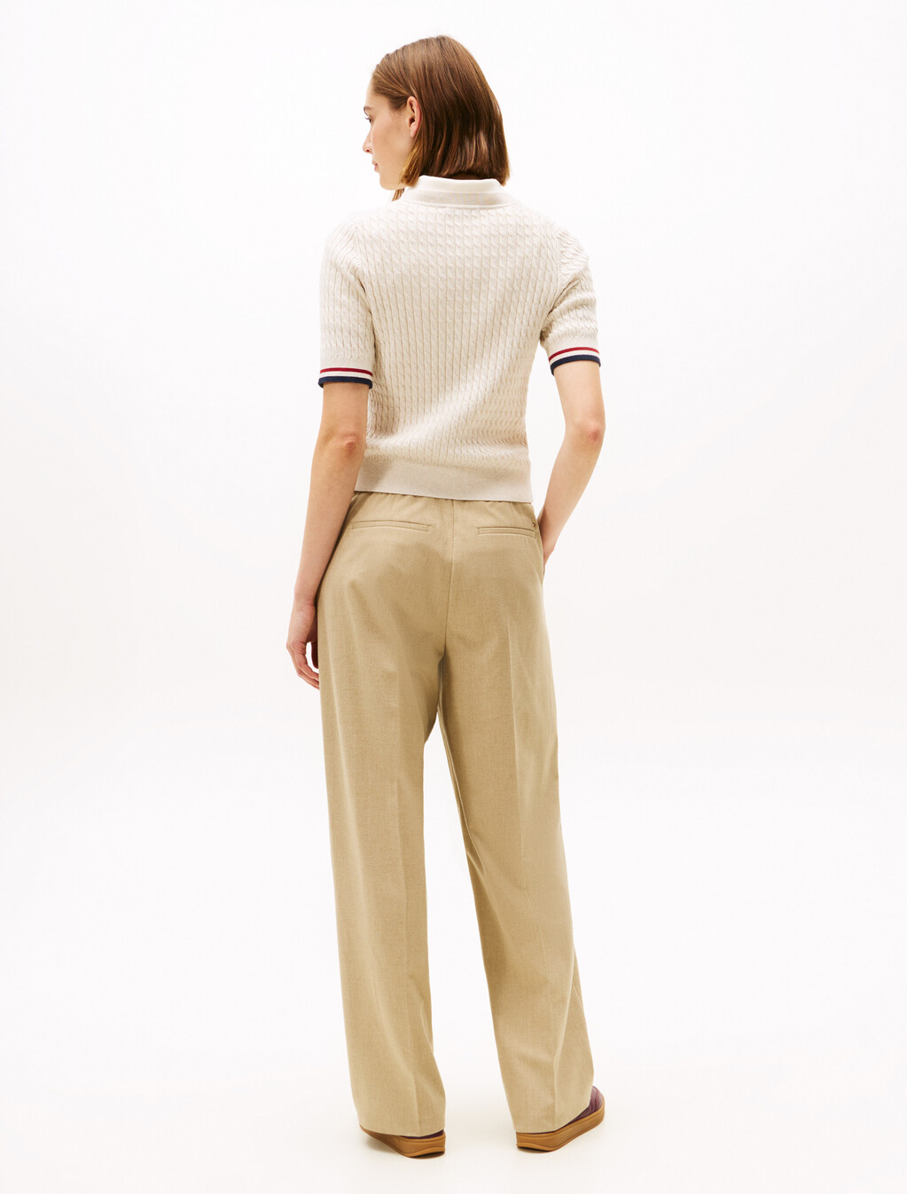 Tommy Crest Cable Knit Sweater, Htr Oatmeal Gs Tipping, hi-res