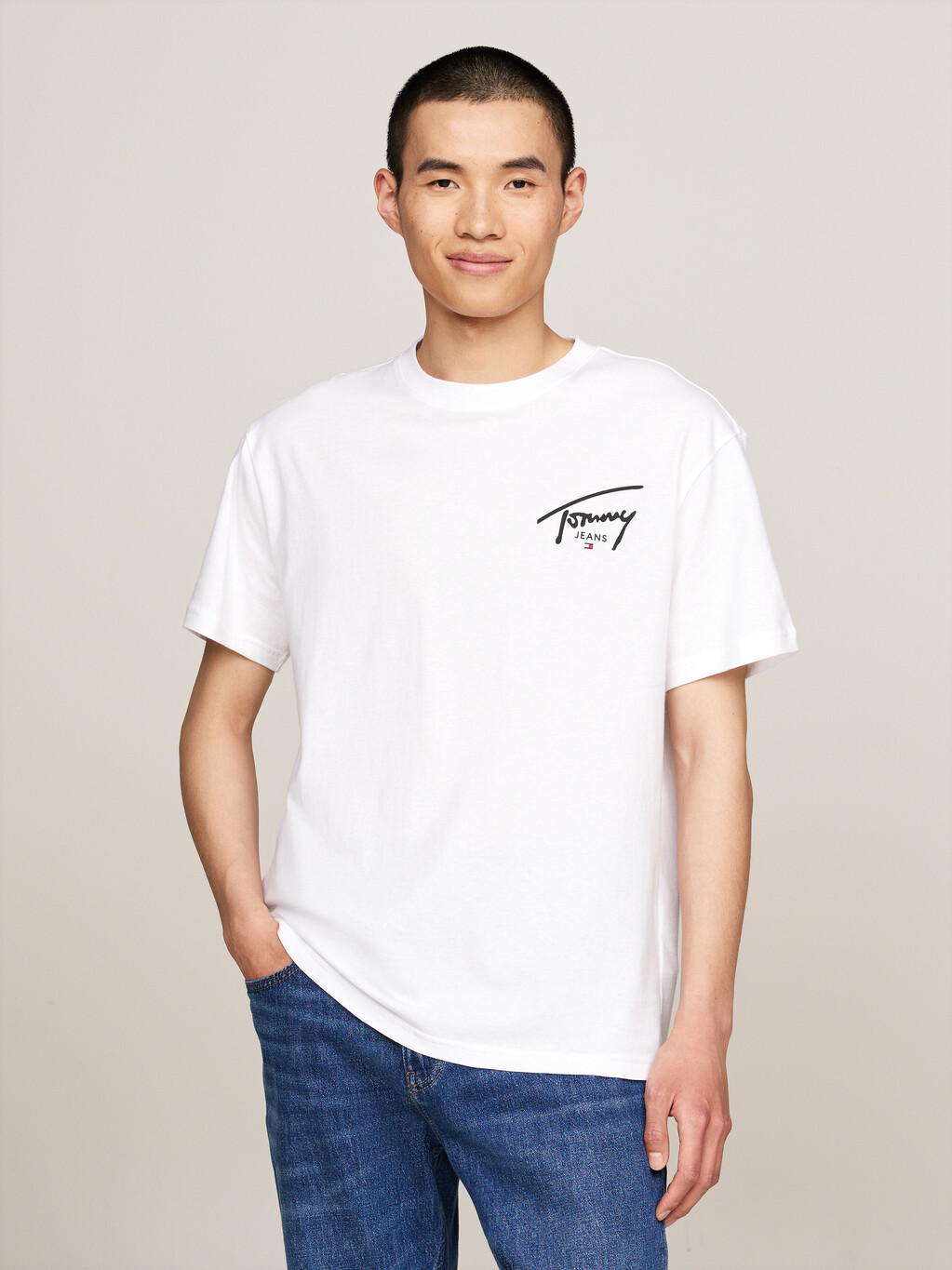 Signature Logo Crew Neck T-Shirt, White, hi-res