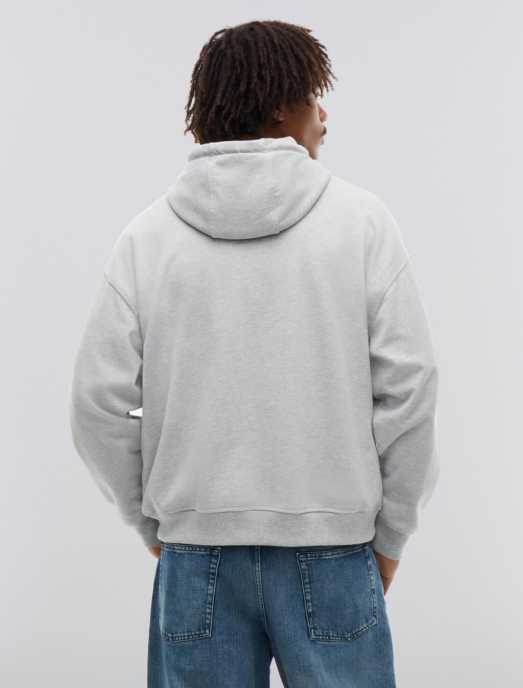 Washed Flag Logo Fleece Relaxed Hoody, Grey Heather, hi-res