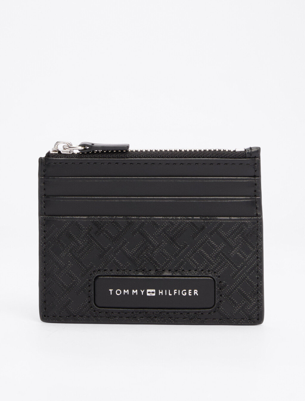 TH Monogram Leather Credit Card Holder, Black, hi-res