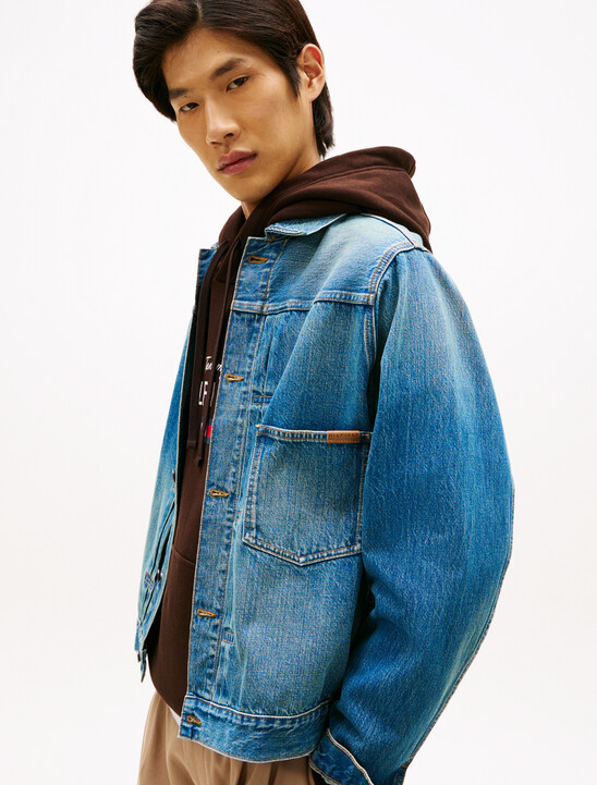 Cinch Back Denim Trucker Jacket