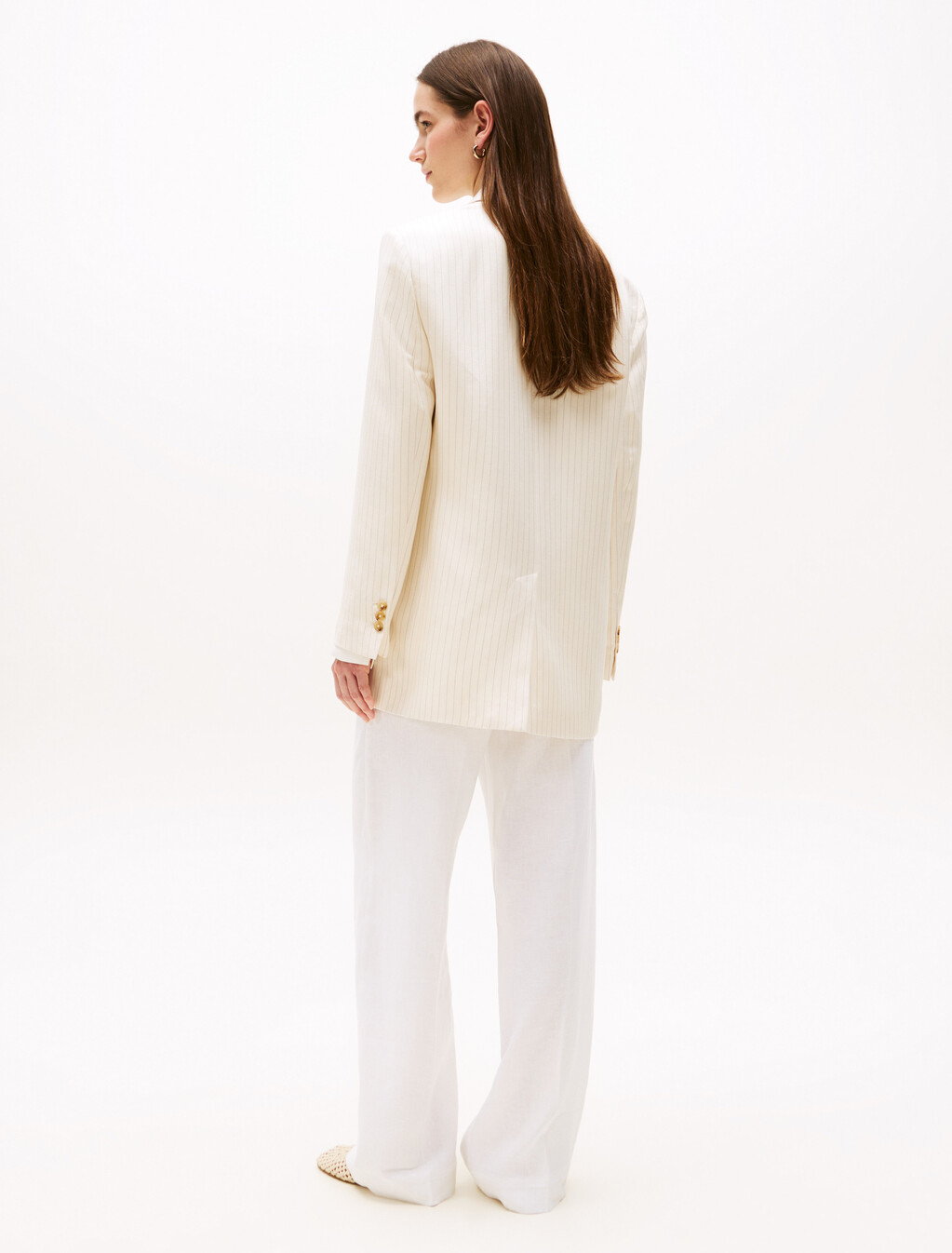 Pinstripe Relaxed Fit Blazer, Cream/ Grey Pinstripe Cw Fabric, hi-res