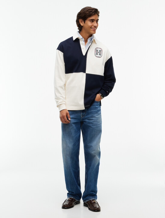 Varsity Colour-Blocked Relaxed Rugby Shirt