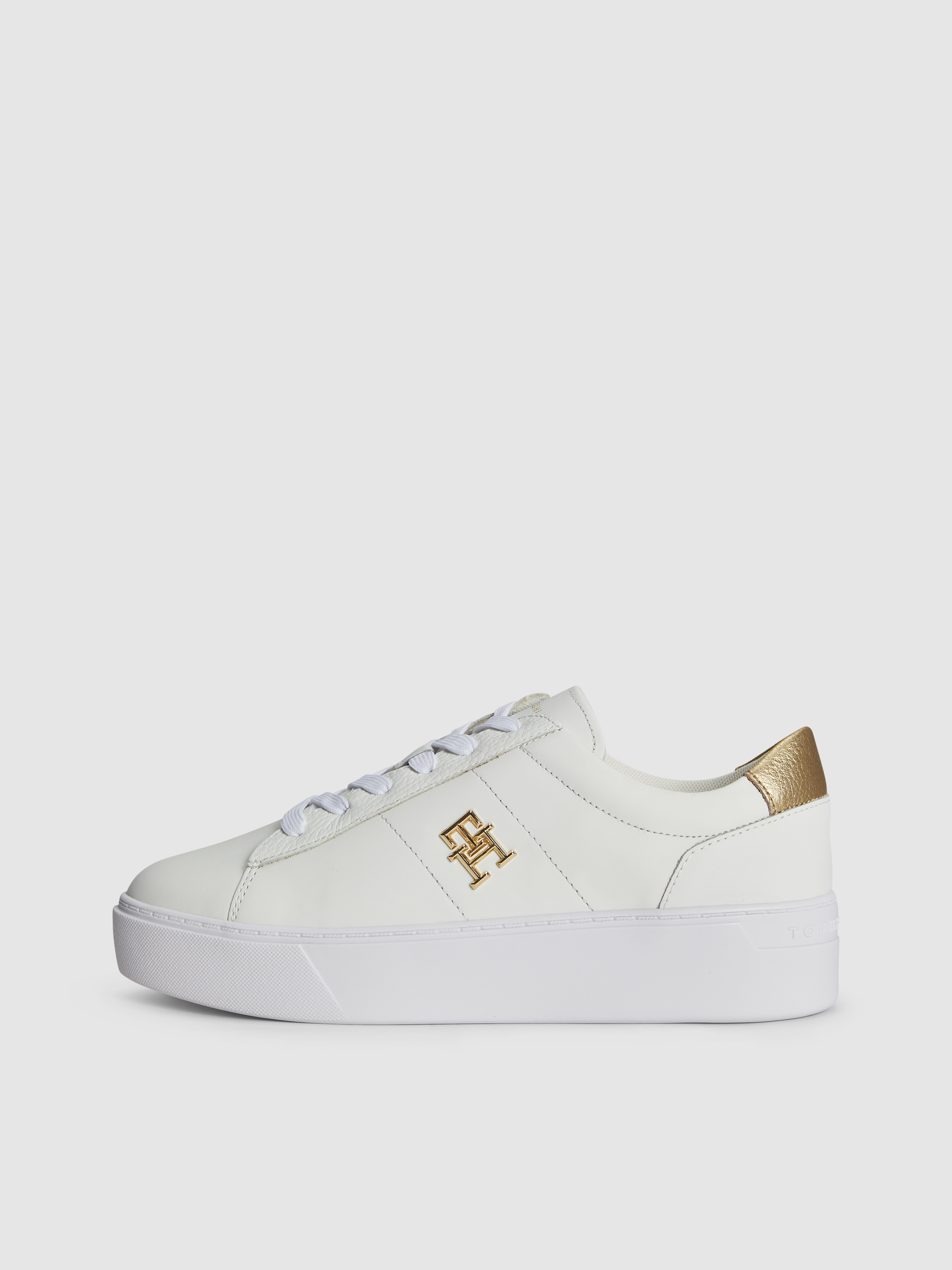 Leather Platform Court Trainers