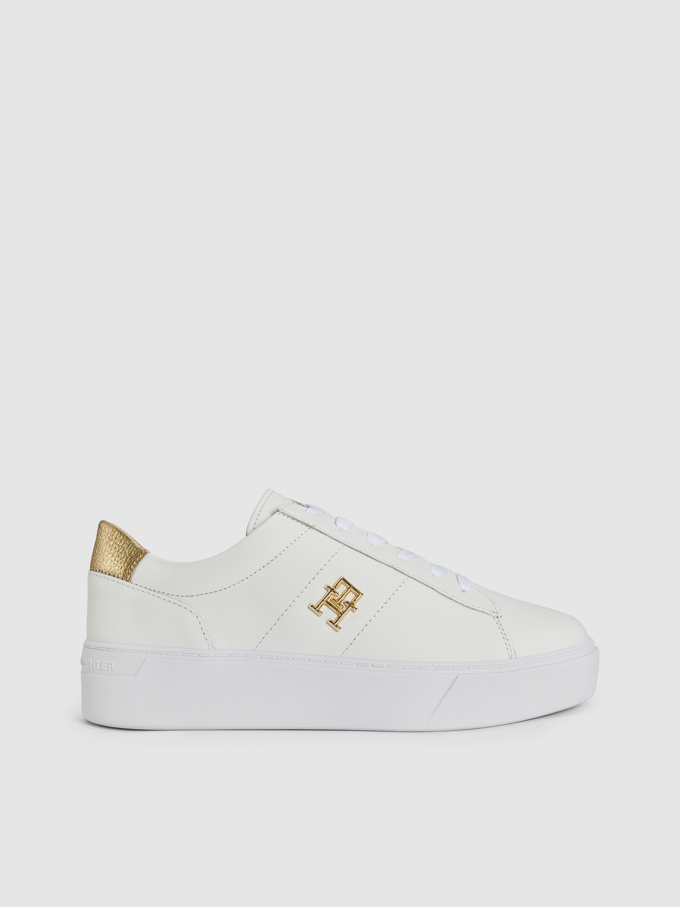 Leather Platform Court Trainers