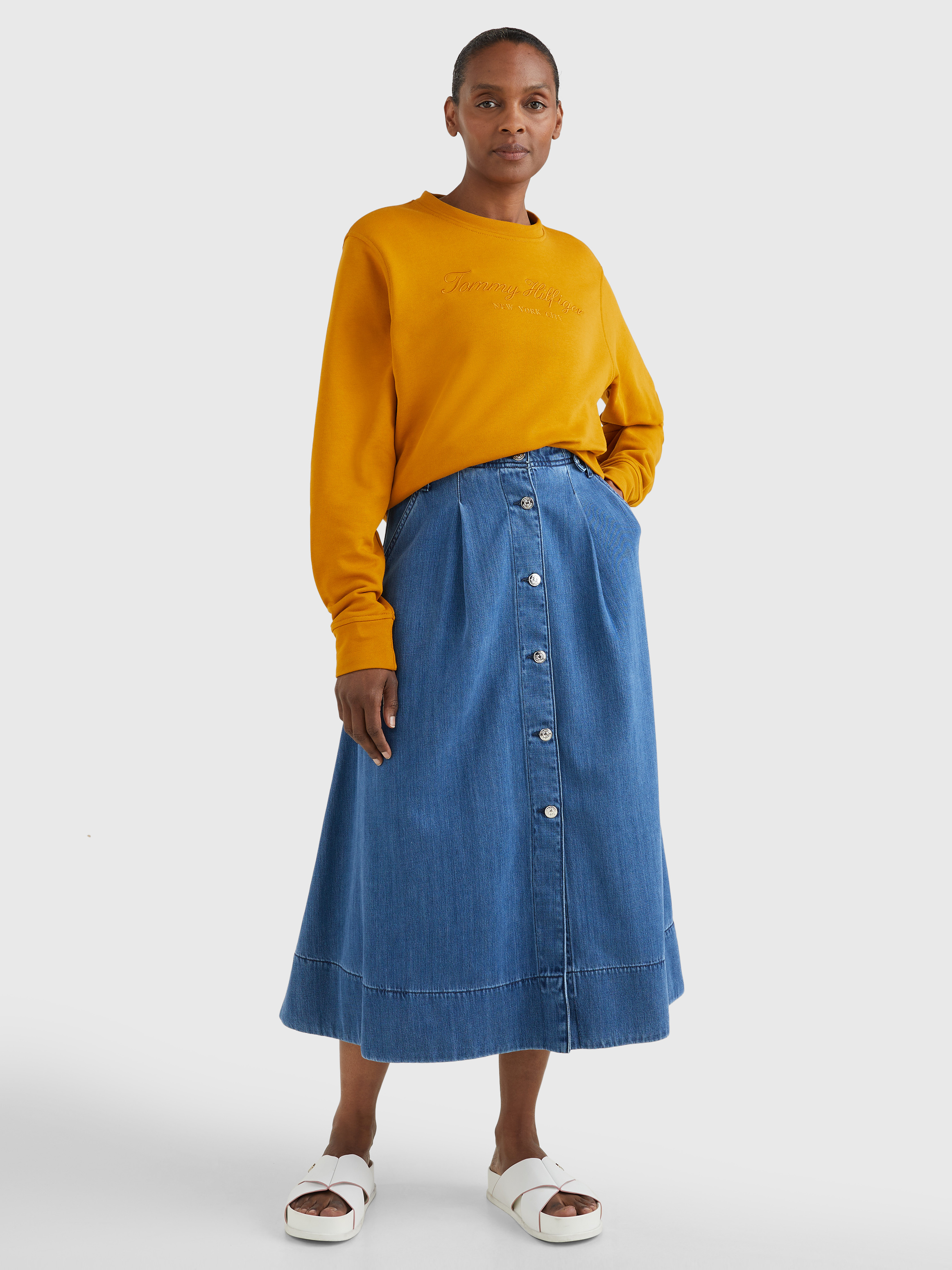 seed denim panel skirt