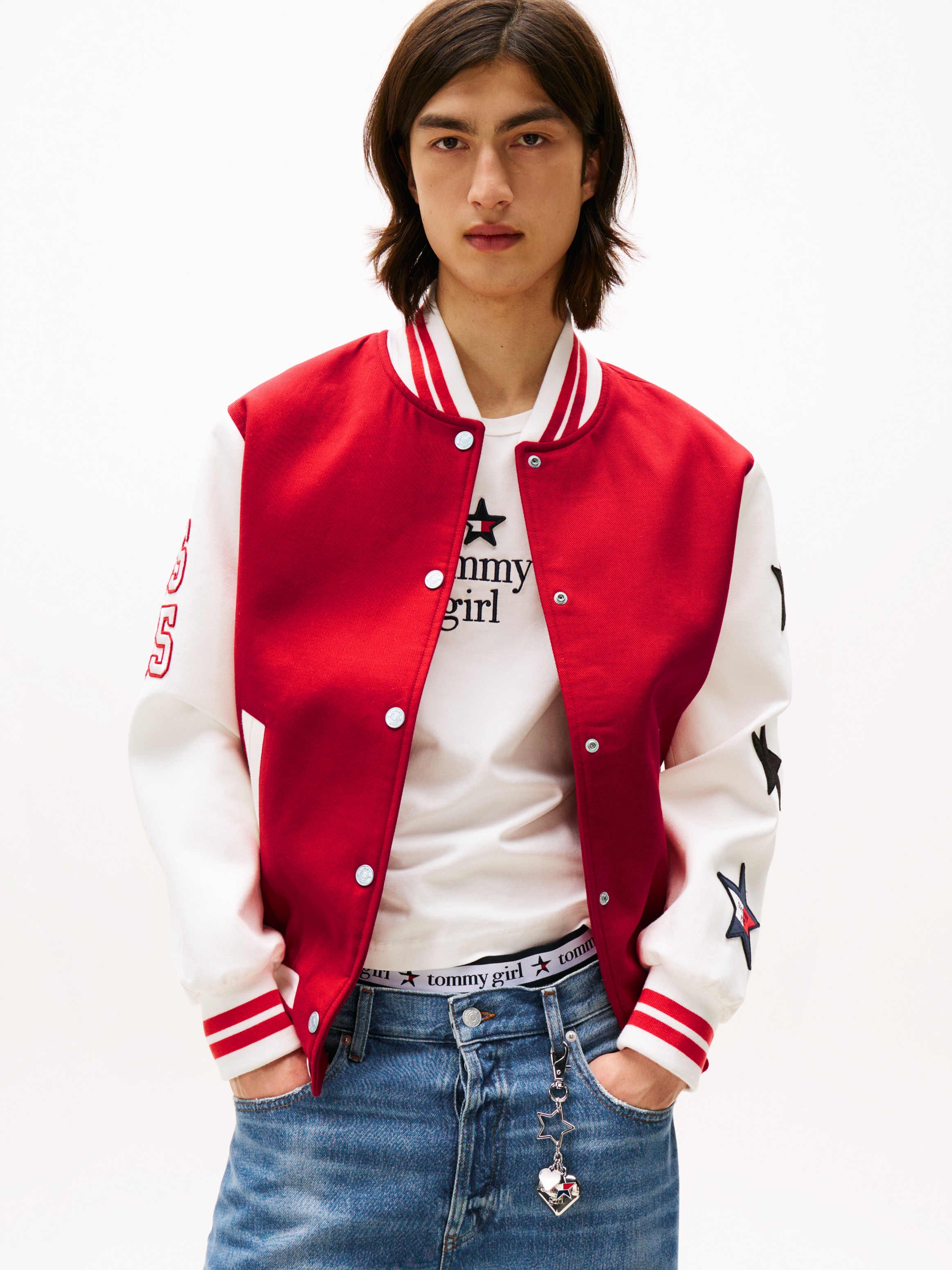 トミーガールのジャケット Tommy Girl Heart Logo Varsity Jacket | Tommy Hilfiger